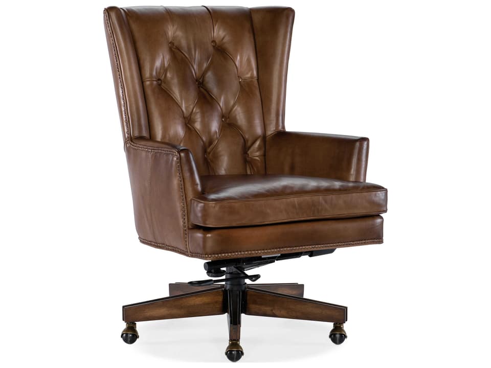 Finley Brown Leather Adjustable Executive Desk Chair