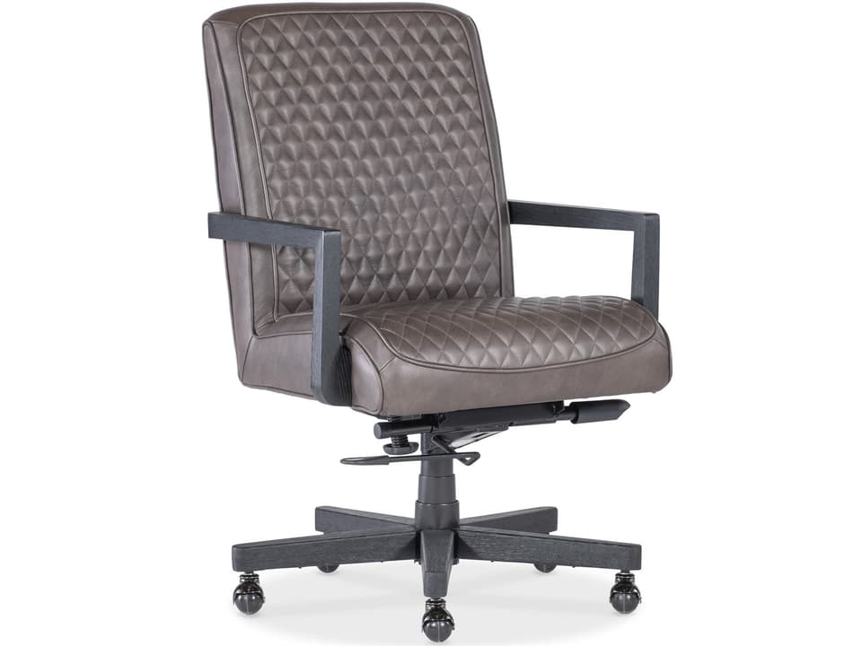 Shadow Leather Adjustable Swivel Tilt Executive Desk Chair in Dark Brown