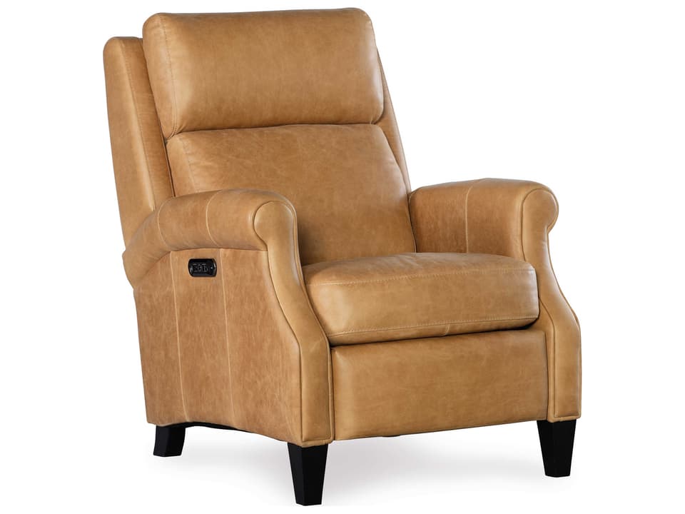 Hurley Power Recliner with Power Headrest in Saddlebag Coin Dark Brown Leather