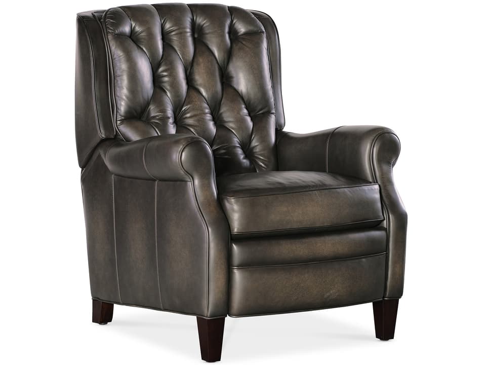 Palmer Manual Push Back Leather Recliner in Gray