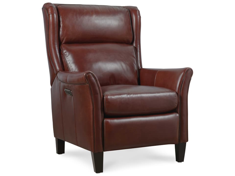 Rc Dark Espresso Wood Leg Red Leather Recliner