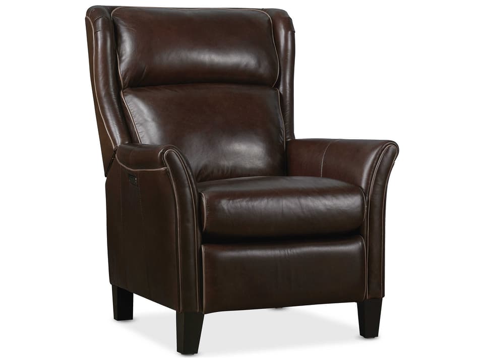Rc Dark Espresso Wood Leg Brown Leather Recliner