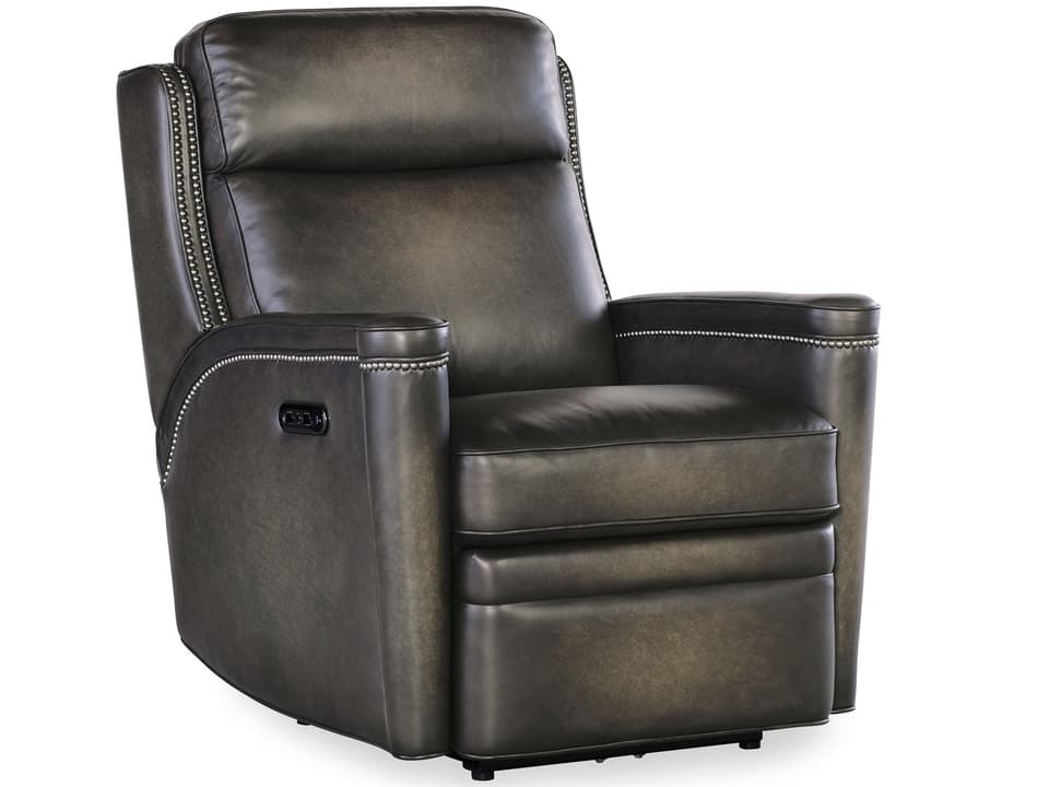 Hamilton Power Recliner with Power Headrest in Gray Leather