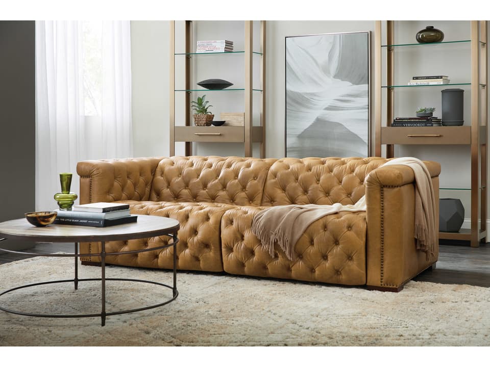 Savion 2-Seat Power Reclining Sofa with Power Headrests in Saddlebag Coin Leather