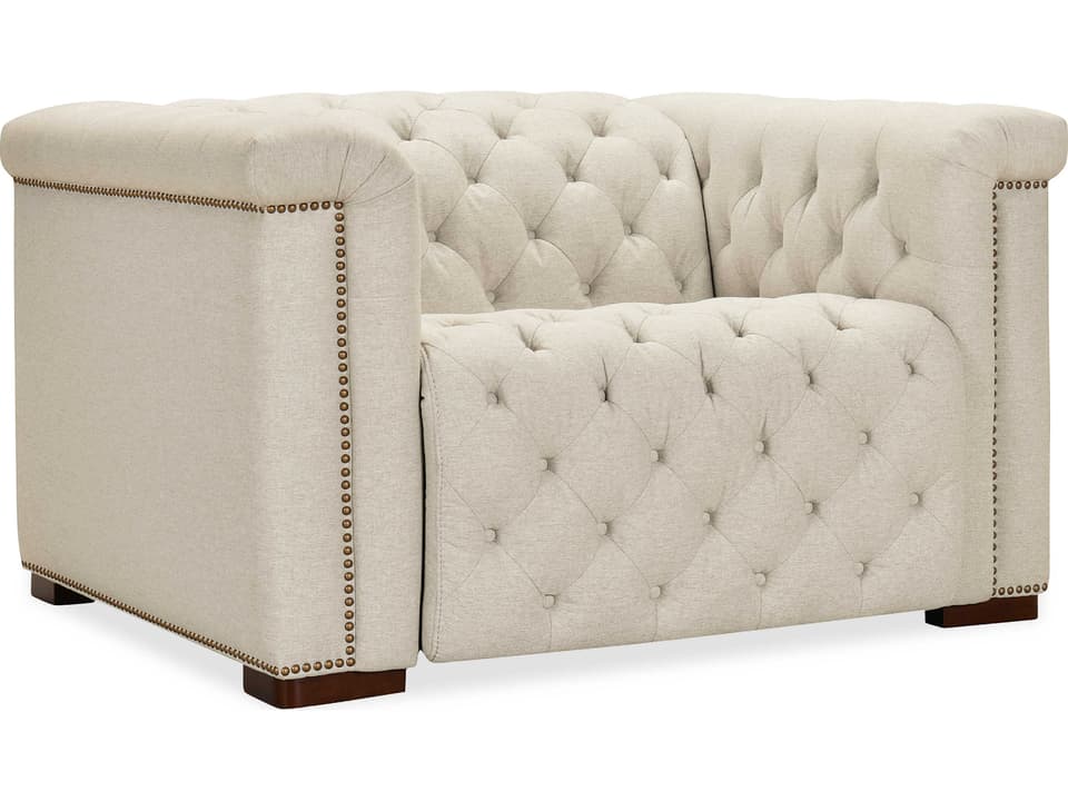 Savion Deux Power Recliner with Power Headrest in Aries Beach Beige Fabric
