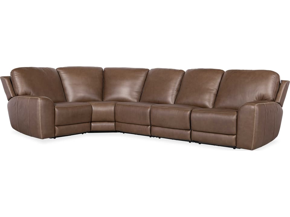 Torres Power Reclining 5-Piece Semi-Aniline Leather Sectional Sofa in Sorrento Mocha