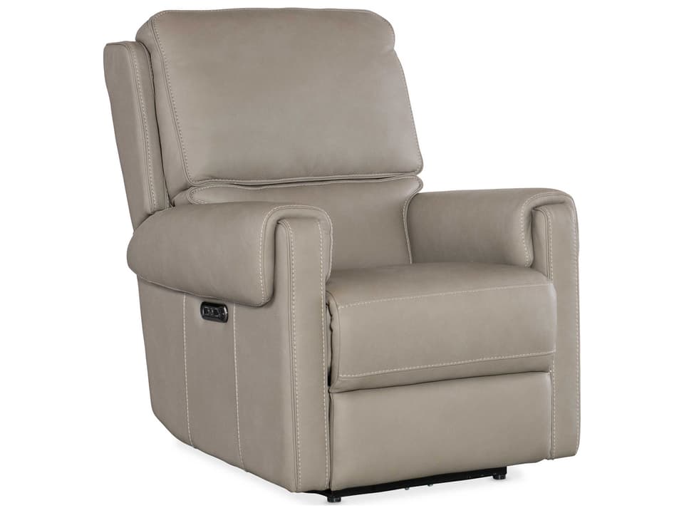Somers Power Reclining Dark Taupe Nubuck Top-Grain Leather Chair with Power Headrest