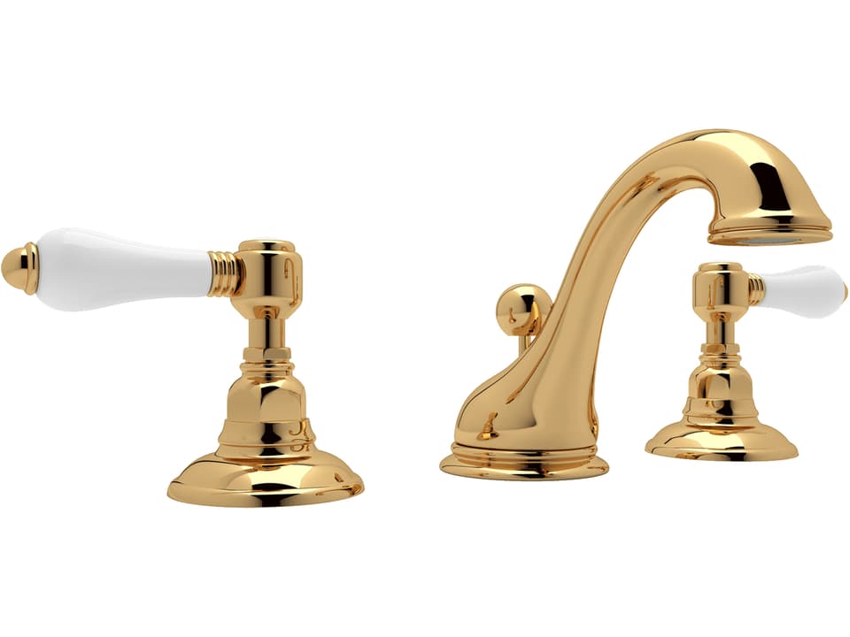 Acqui Viaggio Widespread Lavatory Faucet Italian Brass Porcelain Levers