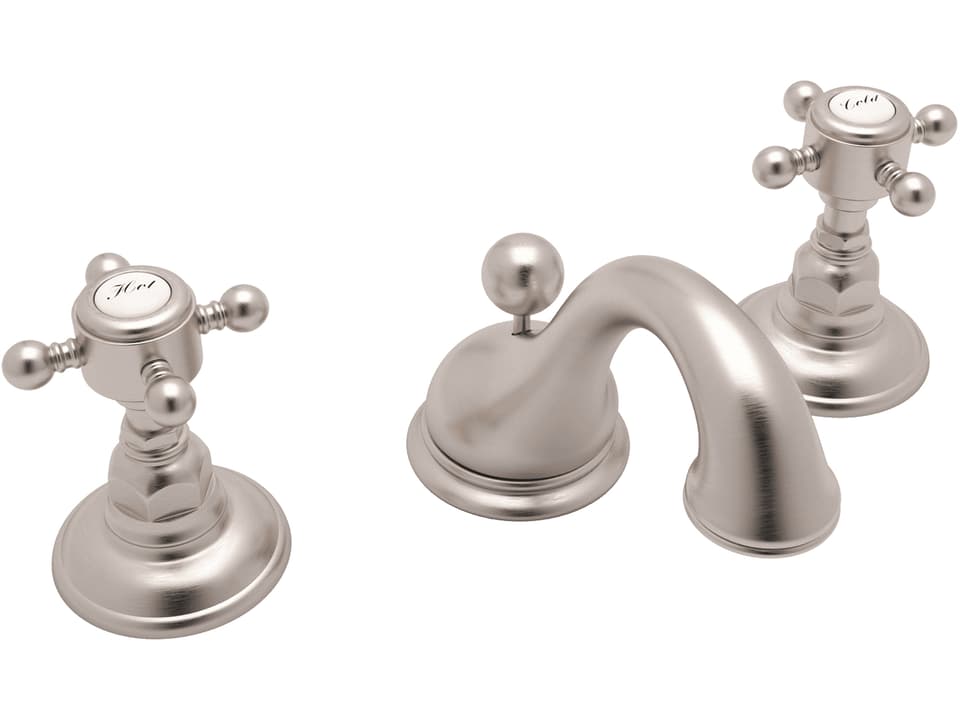 Acqui Viaggio Two-Handle Widespread Lavatory Faucet in Satin Nickel with Cross Handles