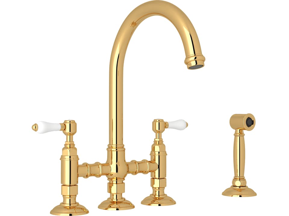 San Julio Faucet With Porcelain Levers Sidespray And C Spout In
