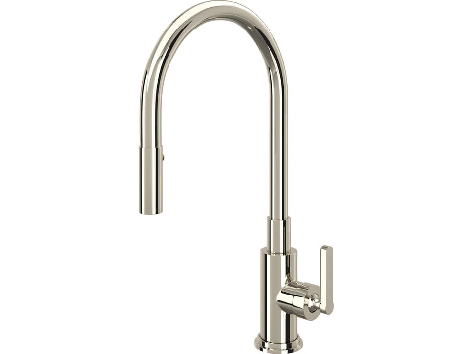 Lombardia Single Hole Pulldown Kitchen Faucet in Polished Nickel