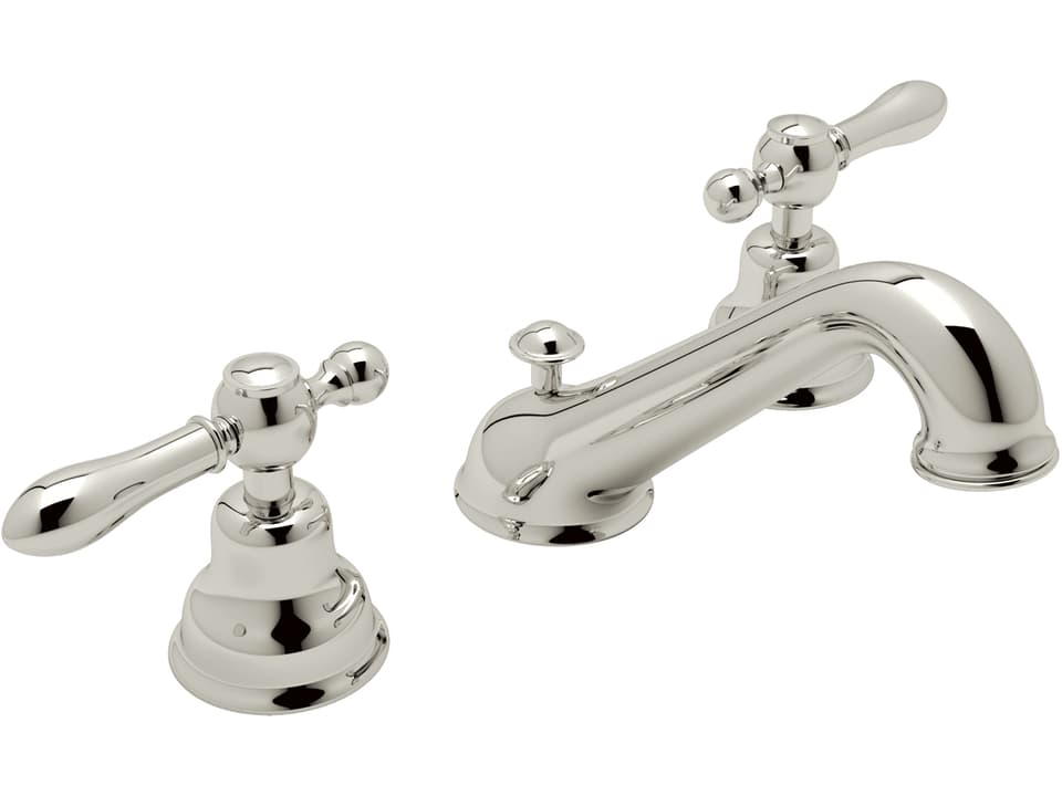 Arcana Widespread Lavatory Faucet with Metal Lever Handles Polished Nickel