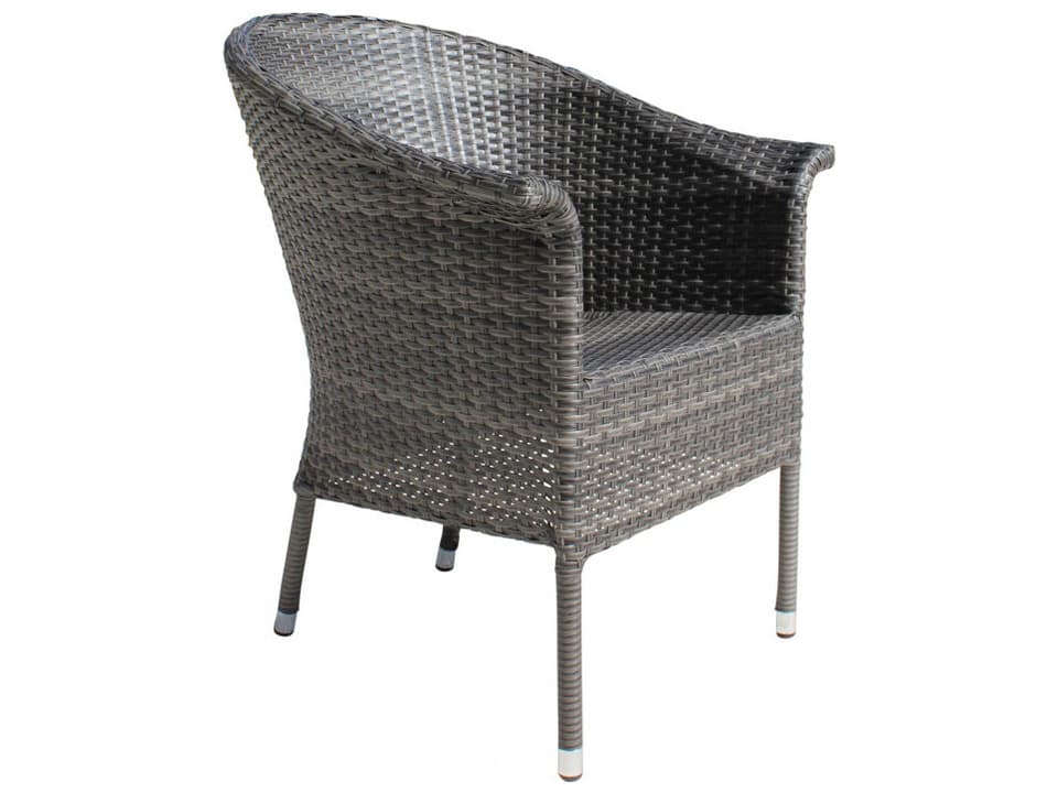 Ultra Grey Woven Dining Armchair with Off-White Cushion