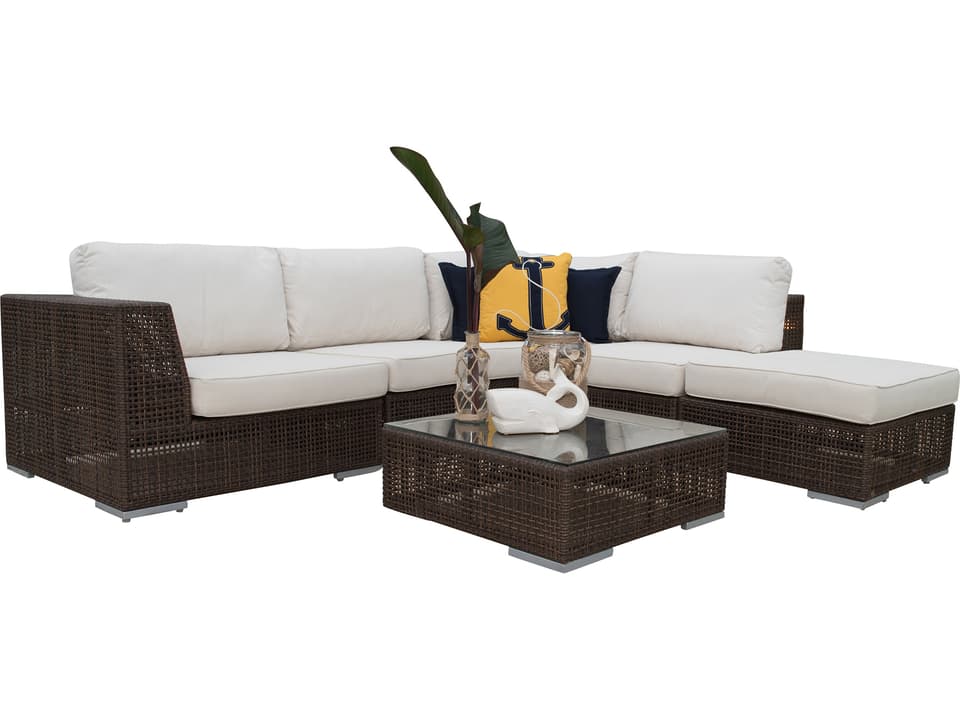 Soho 6-Piece Sectional Lounge Set with Java Brown Wicker