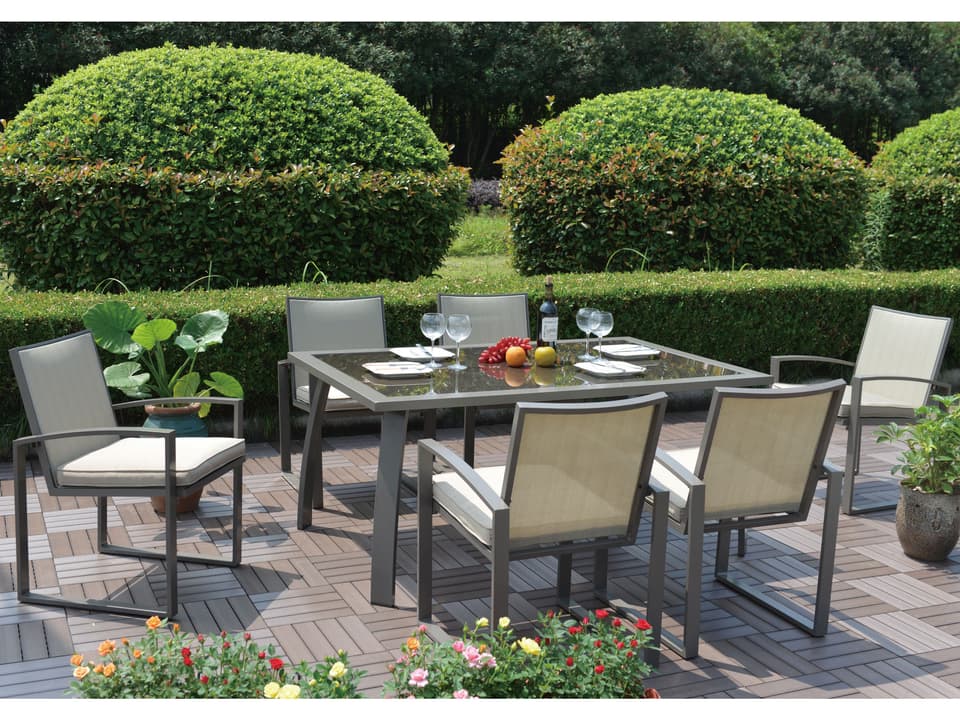Moldova Aluminum Light Gray 7 Piece Dining Set