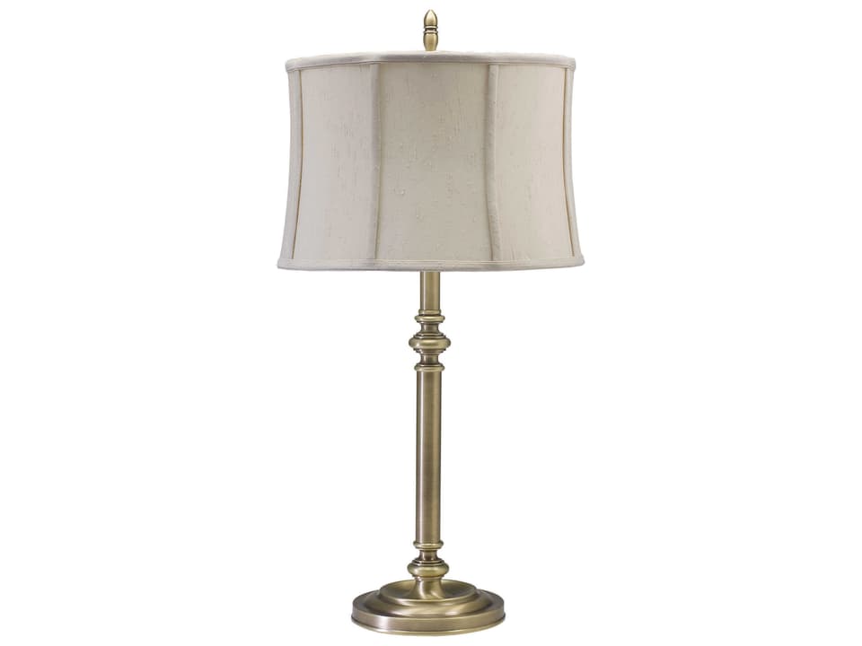Coach 1-Light Metal Table Lamp with Off-White Linen Shade