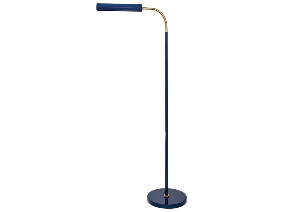 Fusion Task Floor Lamp in Navy Blue with Satin Brass Accents