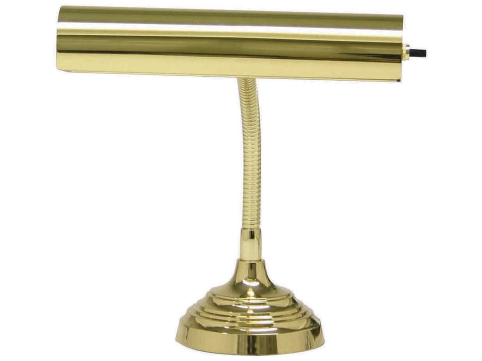 Piano Desk Polished Brass Lamp with Adjustable Gooseneck
