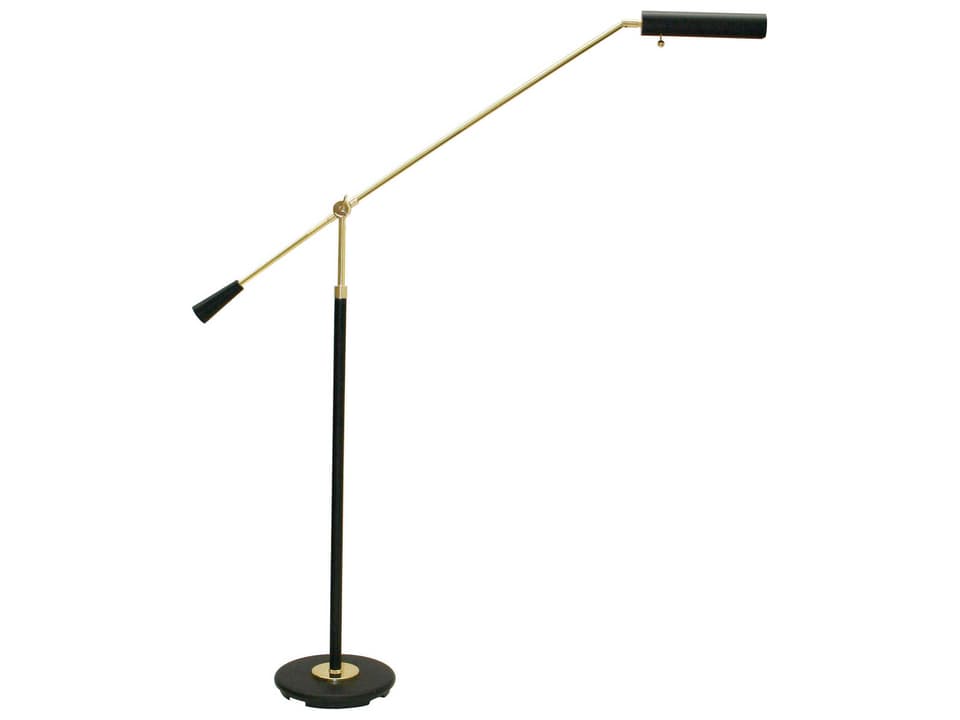 Grand Piano 1-Light Counter Balance Floor Lamp in Black and Polished Brass
