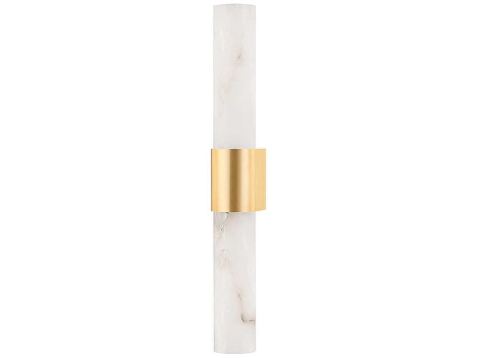 Ellington 2-Light Aged Brass Wall Sconce with Alabaster Shade