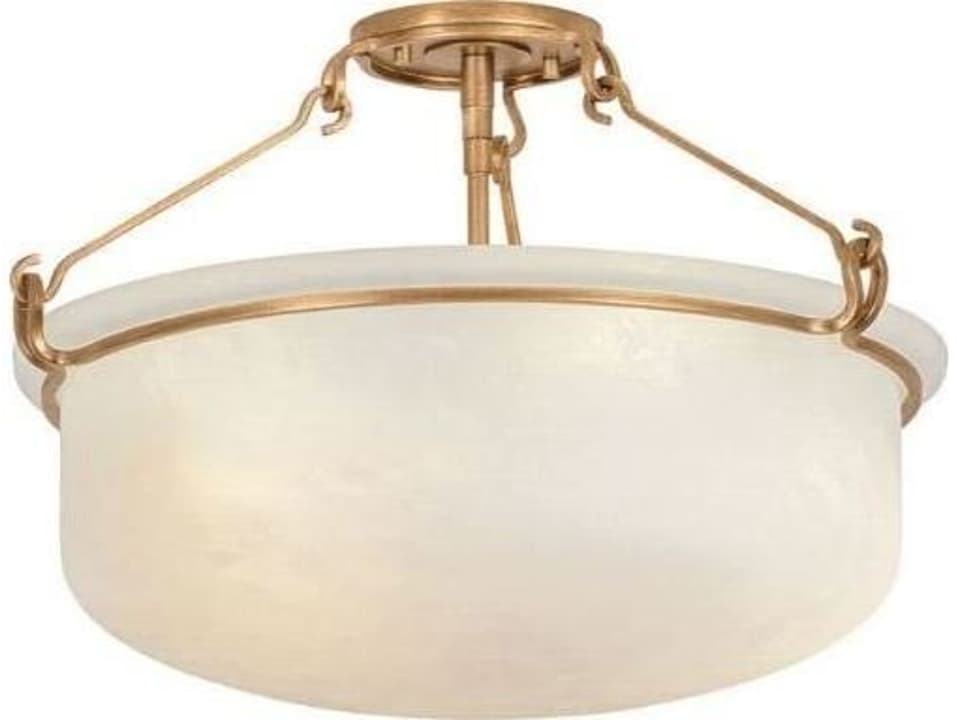 Lowerre 3-Light Patina Gold Leaf Semi-Flush Mount with Matte Cloud Glass