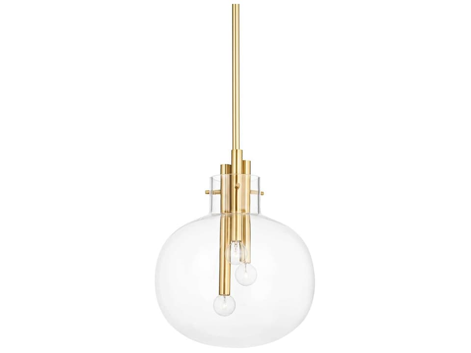 Hempstead 3-Light Globe Pendant Light in Aged Brass