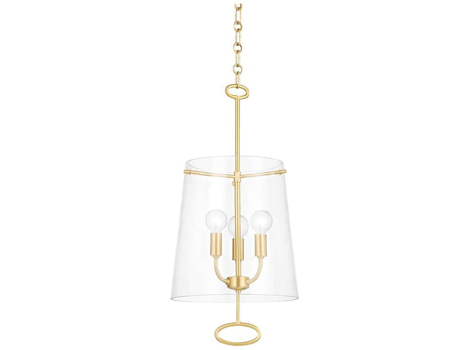 James 3-Light Aged Brass Glass Chandelier