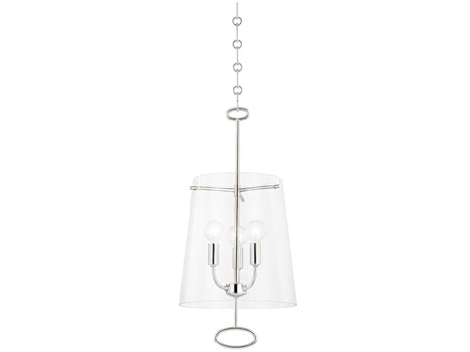 3-Light James Chandelier in Polished Nickel with Clear Glass
