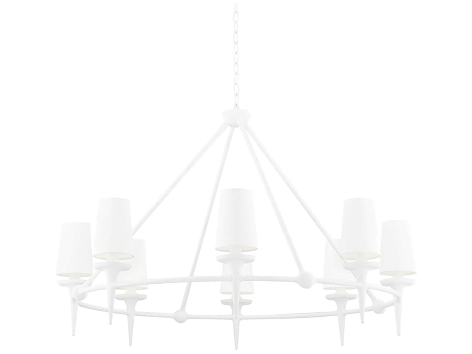 8-Light Torch Chandelier in White Plaster