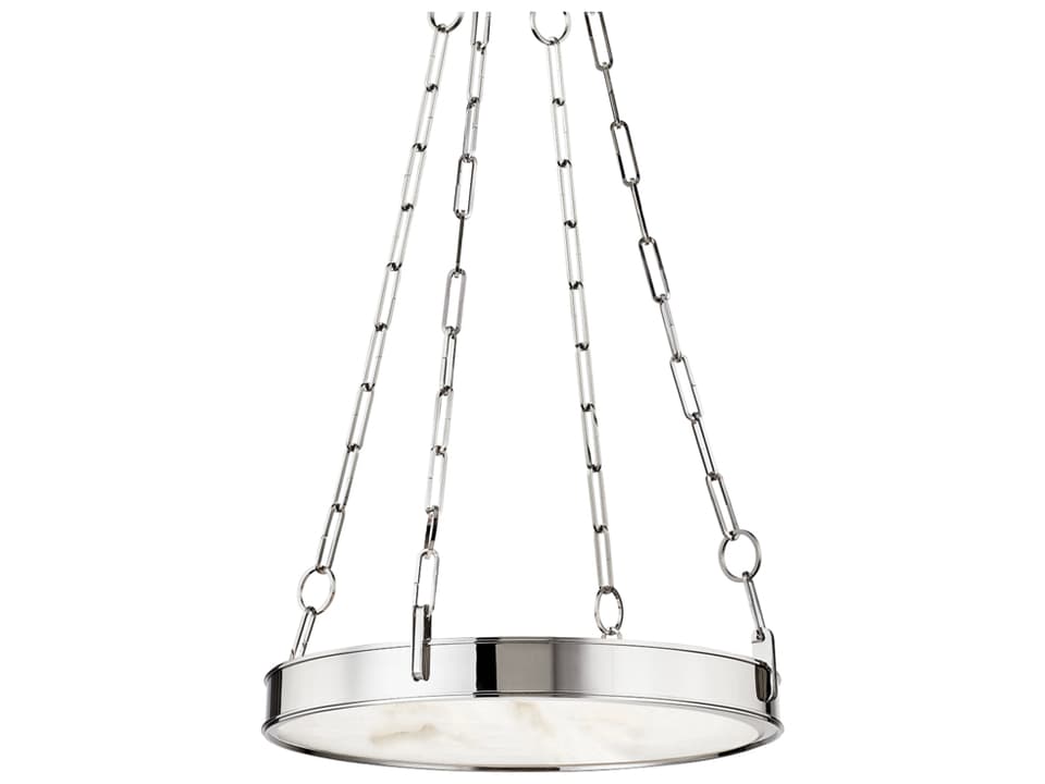 Kirby 1-Light Round Chandelier in Polished Nickel with White Alabaster