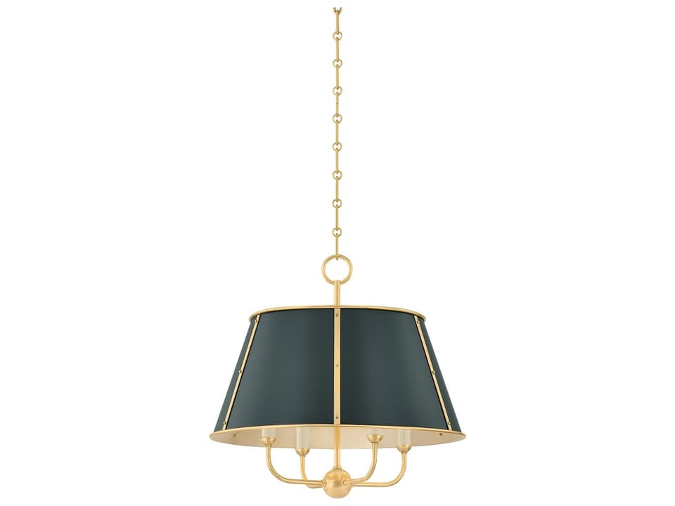 Cambridge 4-Light Aged Brass Soft Studio Green Chandelier