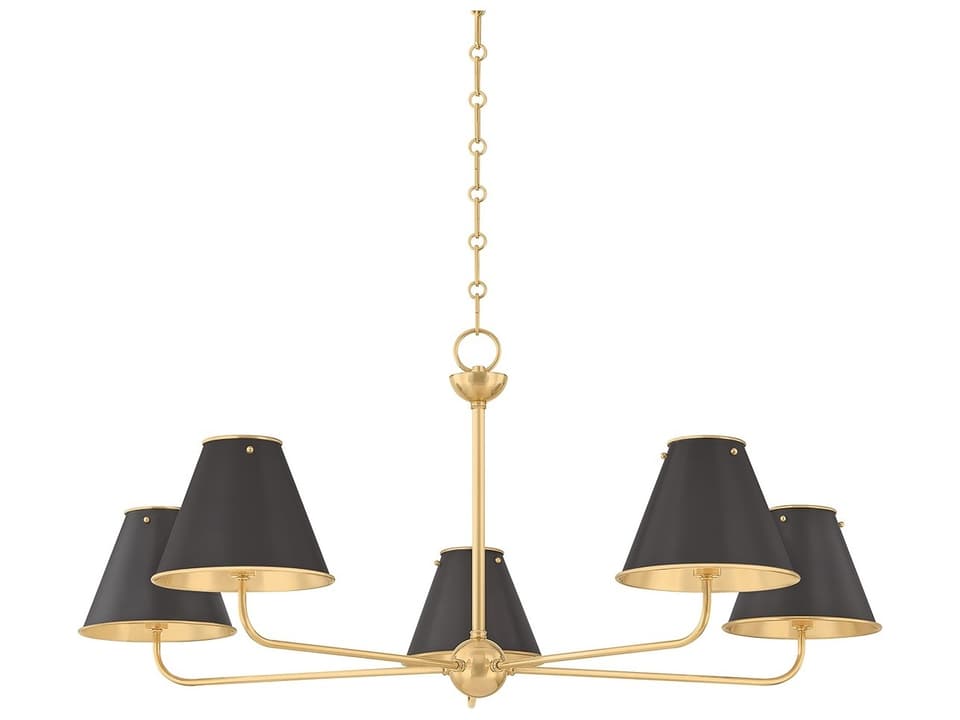Burghley 5-Light Chandelier in Aged Brass and Distressed Bronze