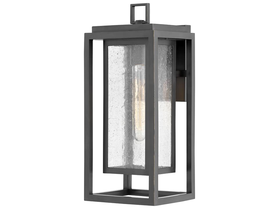Republic 1-Light Outdoor Wall Sconce in Oil Rubbed Bronze with Clear Seedy Glass
