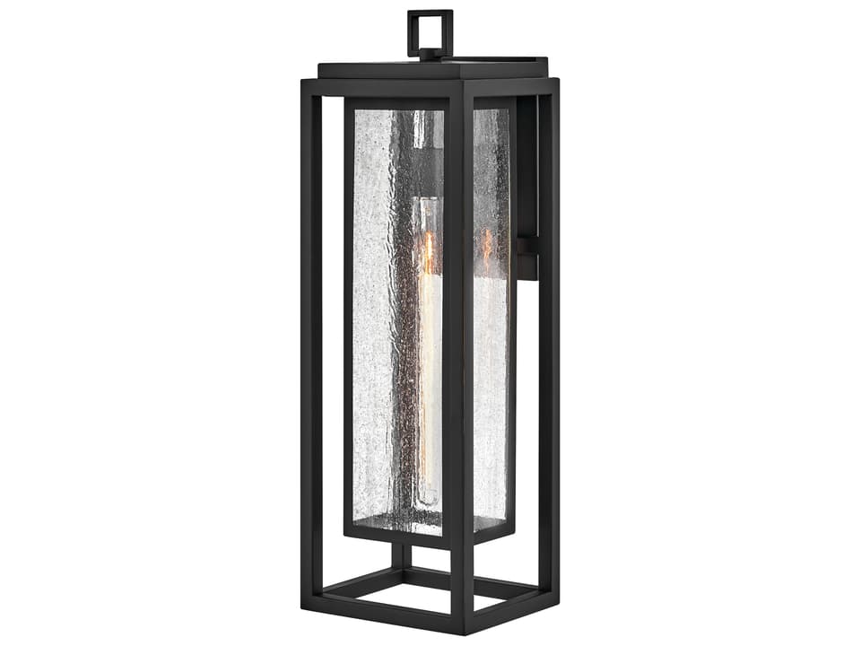 Republic 1-Light Outdoor Wall Sconce in Black with Clear Seedy Glass