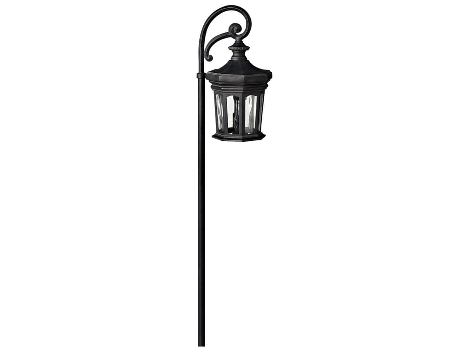 Raley 1-Light Outdoor Path Light in Museum Black with Clear Water Glass