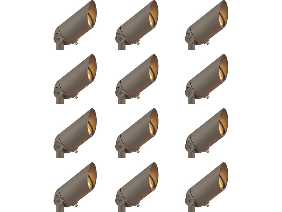 1-Light Outdoor Accent Spot Light Set of 12 in Textured Brown