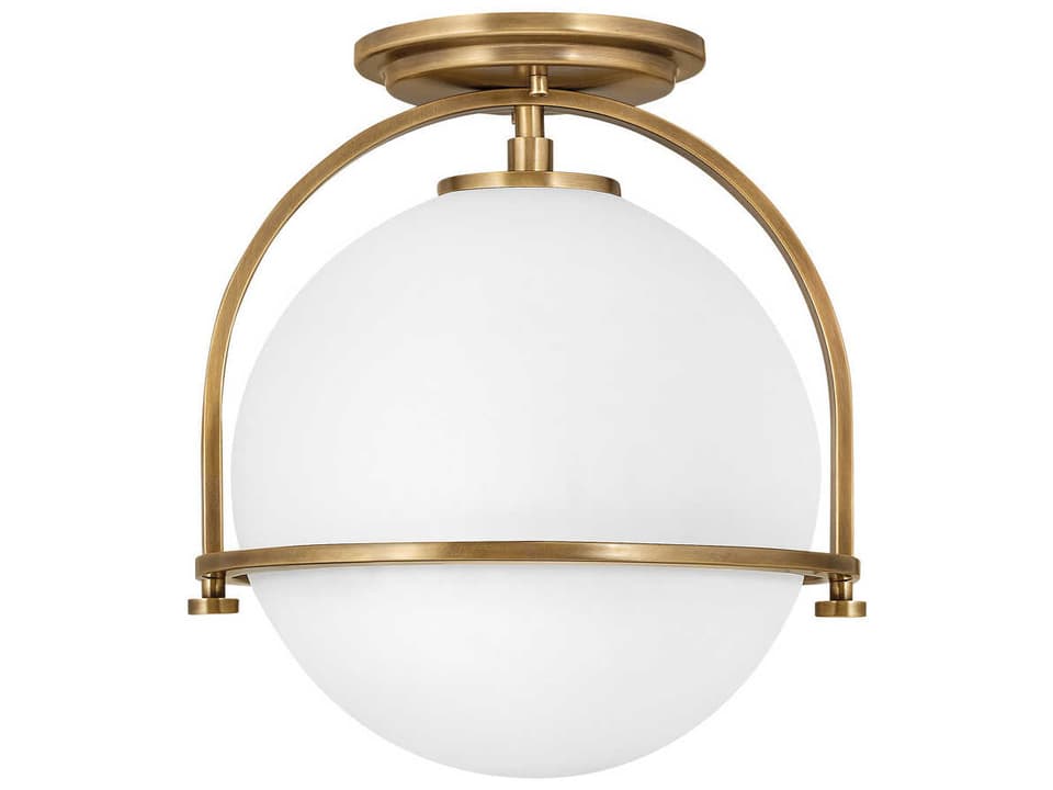 Somerset 1-Light Semi-Flush Mount Ceiling Light in Heritage Brass