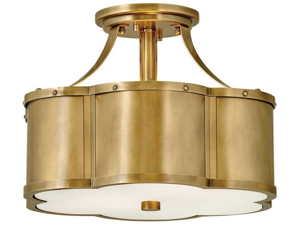 Chance 2-Light Semi-Flush Mount Ceiling Light in Heritage Brass