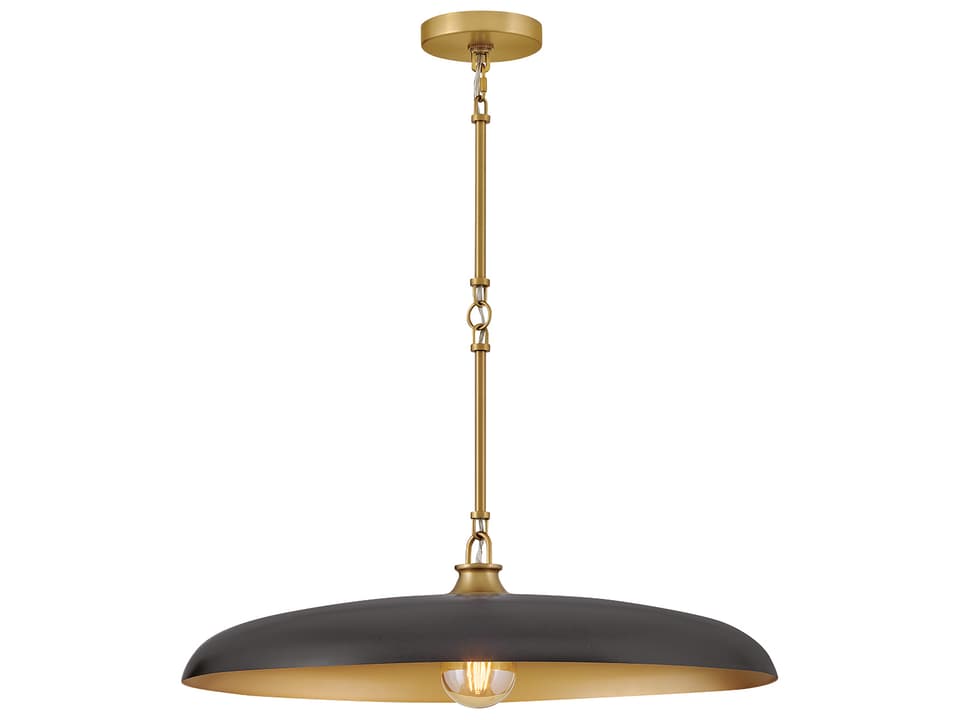 Sadie 1-Light 24-Inch Dome Chandelier in Lacquered Brass with Black