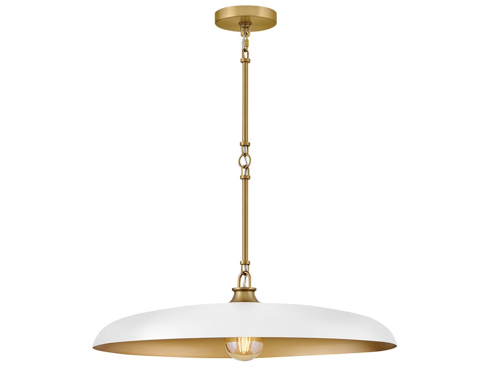 1-Light Sadie Dome Chandelier in Lacquered Brass and Chalk White