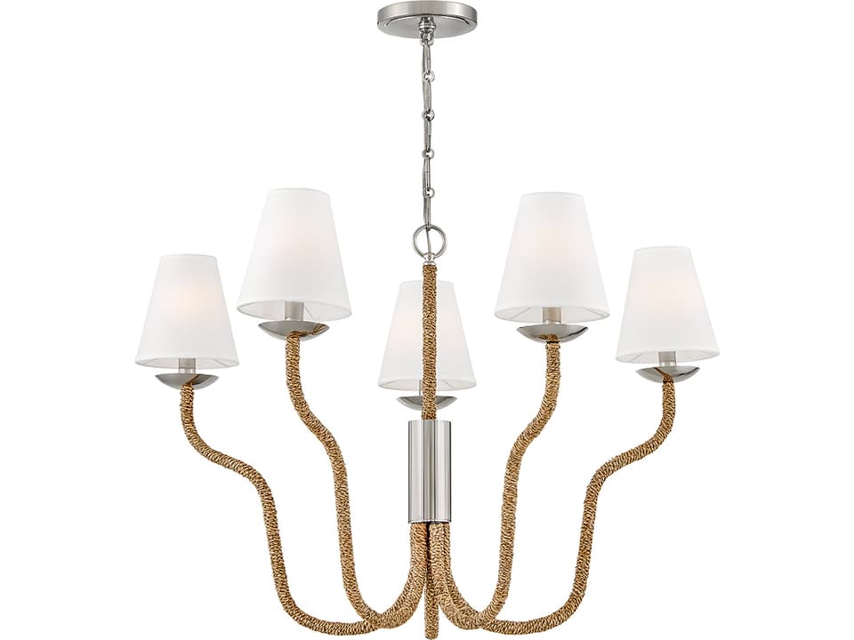 Harwich 5-Light Polished Nickel Chandelier with Natural Fiber Rope