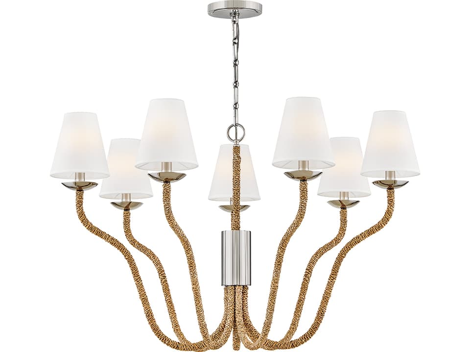 Harwich 7-Light Polished Nickel Chandelier with Natural Fiber Rope