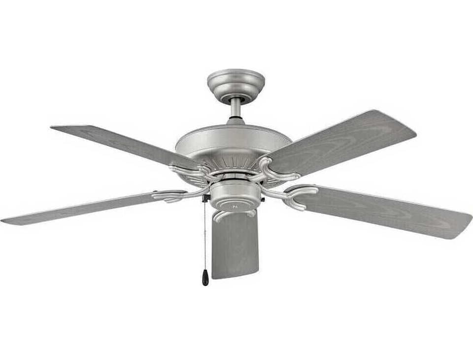 Oasis 52-Inch 5-Blade Wet Rated Outdoor Ceiling Fan in Brushed Nickel with Silver Blades
