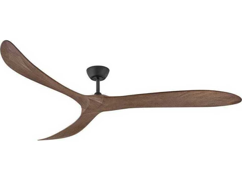 Swell 80-Inch 3-Blade Outdoor Ceiling Fan in Matte Black with Walnut Blades