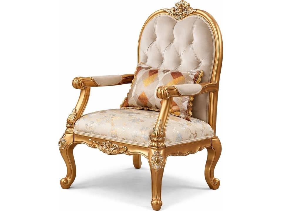 698 Gold Velvet Accent Chair with Gold Frame
