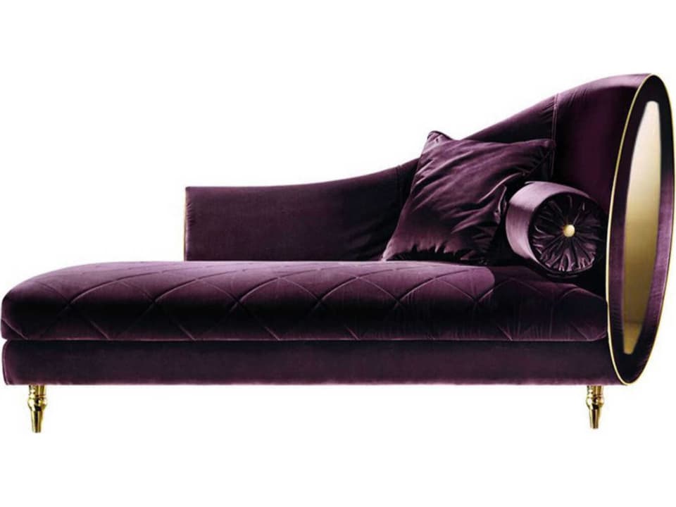 809 Purple Velvet Upholstered Chaise Lounge Right