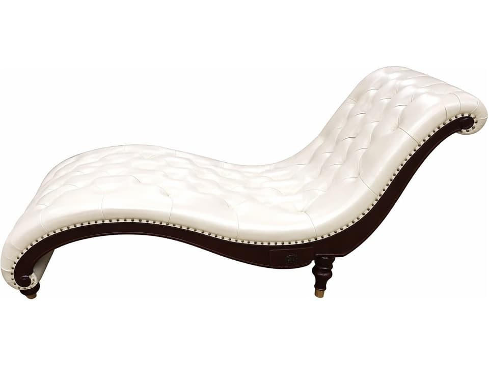 82181 White Leather Tufted Chaise Lounge