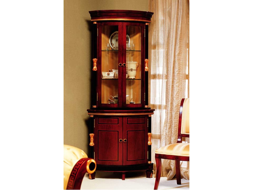 Infinity Solid Wood Lighted Display Cabinet in Gold Leaf