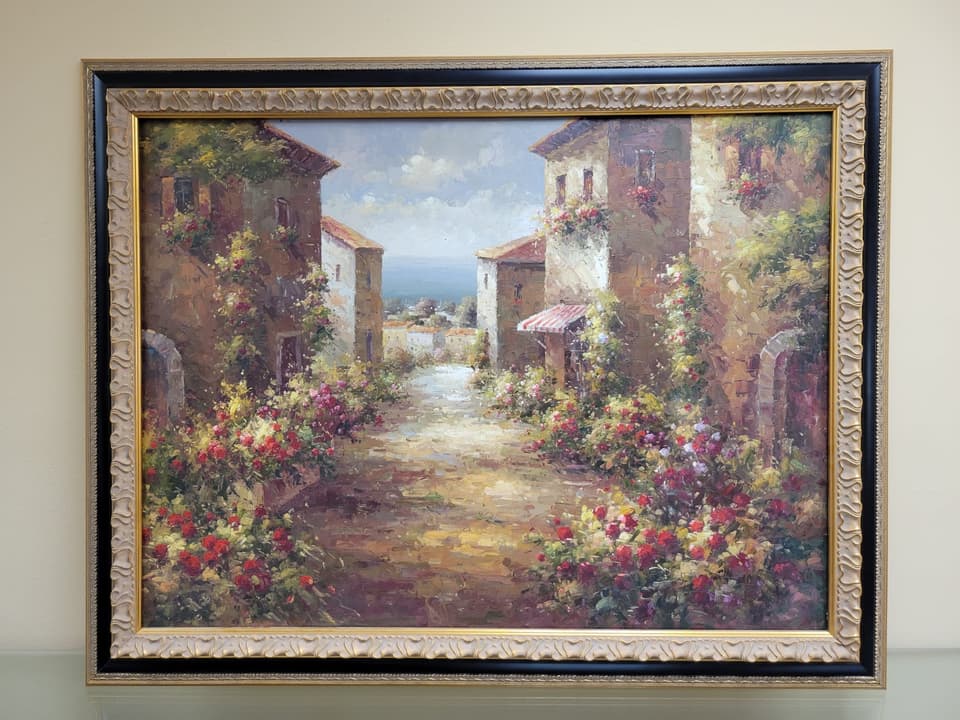 Bari Positano Seaside Hand-Painted Oil Painting