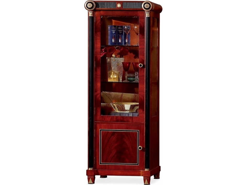E-10 Cherry Wood Display Cabinet with Glass Doors